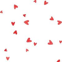 Vector illustration of Red hand drawn hearts pattern in confetti style