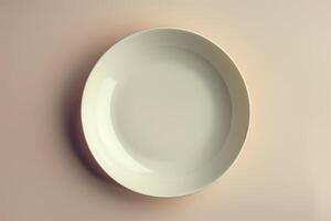 AI generated Top view empty white plate on the table photo