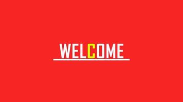 animation of the word welcome written in white on a red background video