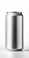 ai generado aluminio lata gaseado beber, Bosquejo modelo aislado en ligero antecedentes. generativo ai foto