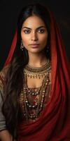 AI generated beautiful indian woman close-up. Generative AI photo