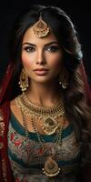 AI generated beautiful indian woman close-up. Generative AI photo