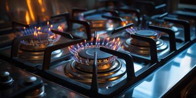 AI generated Gas burner close up, energy theme. Generative AI photo