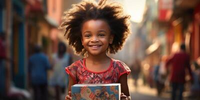 AI generated Young happy girl in pride closeup. Generative AI photo