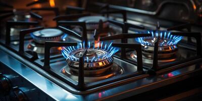 AI generated Gas burner close up, energy theme. Generative AI photo