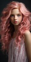 ai generado hermosa joven mujer con rosado cabello. generativo ai foto
