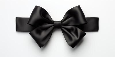 AI generated black bow with horizontal black ribbon, black friday. Generative AI photo