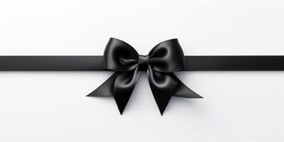 AI generated black bow with horizontal black ribbon, black friday. Generative AI photo