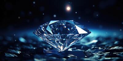 AI generated Bright clear mineral stone diamond close-up on a dark background. Generative AI photo