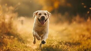 AI generated a dog running happily, realistic photo