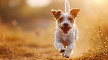 AI generated a dog running happily, realistic photo