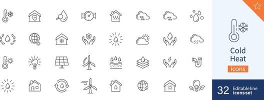 Cold icons Pixel perfect. Wind, fire, water, .... vector