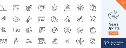 Gears icons Pixel perfect. Control, tool, system, .... vector