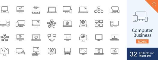 Computer icons Pixel perfect. Network, media, setup, .... vector