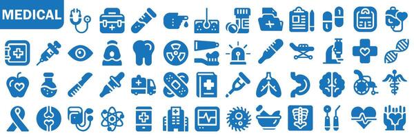 colección de médico iconos medicina y cuidado de la salud íconos colocar. colección de médico simbolos eps 10 vector