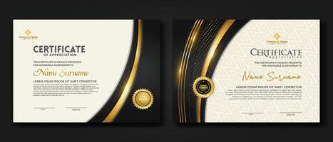 Luxury certificate template with glitter effect dan lines gold shine on frame background vector