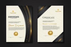 Luxury certificate template with glitter effect dan lines gold shine on frame background vector