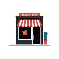 Flat illustration of Waiting for Store Doors to Open for Black Friday. vector