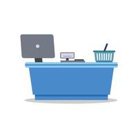 Flat Illustration of Cash Register and Savings, Isolated on a White Background. vector