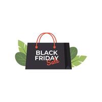 Shopping Bag and Bargains for Black Friday Sale Flat Design Illustration. vector