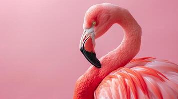 AI generated A flamingo on a pastel pink background photo