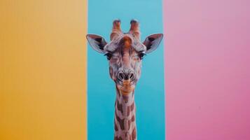 AI generated A giraffe on a pastel isolated background photo