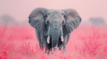 ai generado un elefante en un pastel rosado antecedentes foto