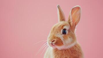ai generado un Conejo en un pastel rosado antecedentes foto
