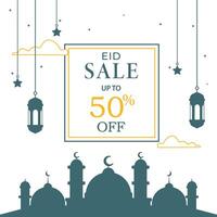 Eid Sale Social Media Post Template. Eid Special Offer Concept Design vector