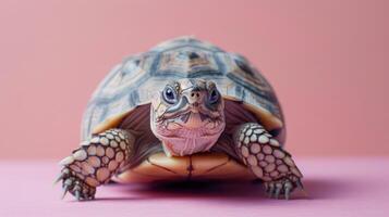 AI generated A turtle on a pastel isolated background photo