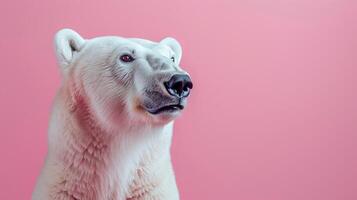 AI generated A polar bear on a pastel isolated background photo