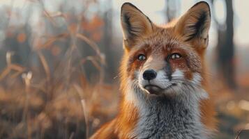AI generated A fox animal on a forest background photo