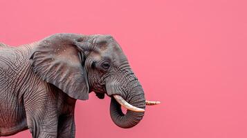 AI generated A elephant on a pastel pink background photo