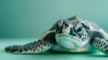 AI generated A turtle on a pastel isolated background photo