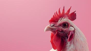 AI generated A hen on a pastel pink background photo