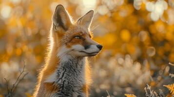 AI generated A fox animal on a forest background photo