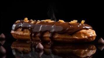 AI generated Realistic eclair dessert restaurant food photo