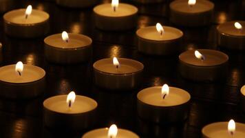 Many burning candles with shallow depth of field. many burning candles video