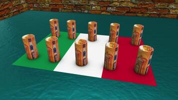 Italy Flag - 50 Euro Currency video