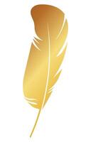 Golden feather brush on a white background Feathers for graphic elements vector