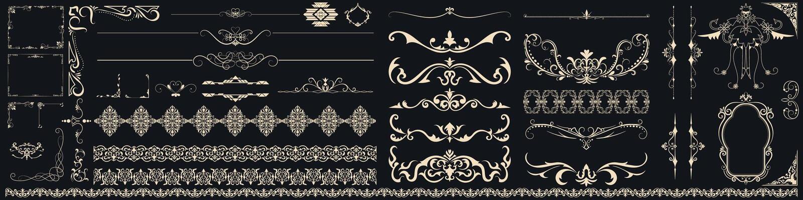 The Vintage Line Decoration Set includes a decorative paper frame, text box, and scrolling floral border using a rose gold line design with a vintage corner tapestry border.