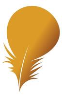 Golden feather brush on a white background Feathers for graphic elements vector