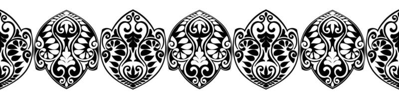 Seamless pattern of Aztec linear borders. Black ethnic background for tattoo on white background vector
