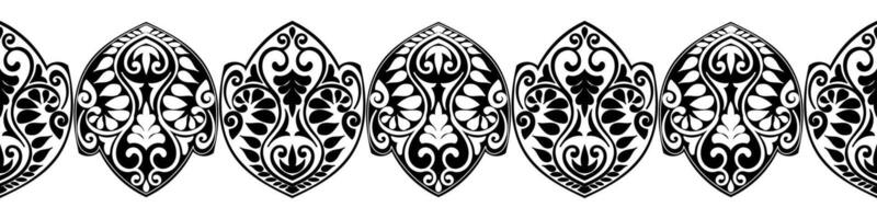 Seamless pattern of Aztec linear borders. Black ethnic background for tattoo on white background vector