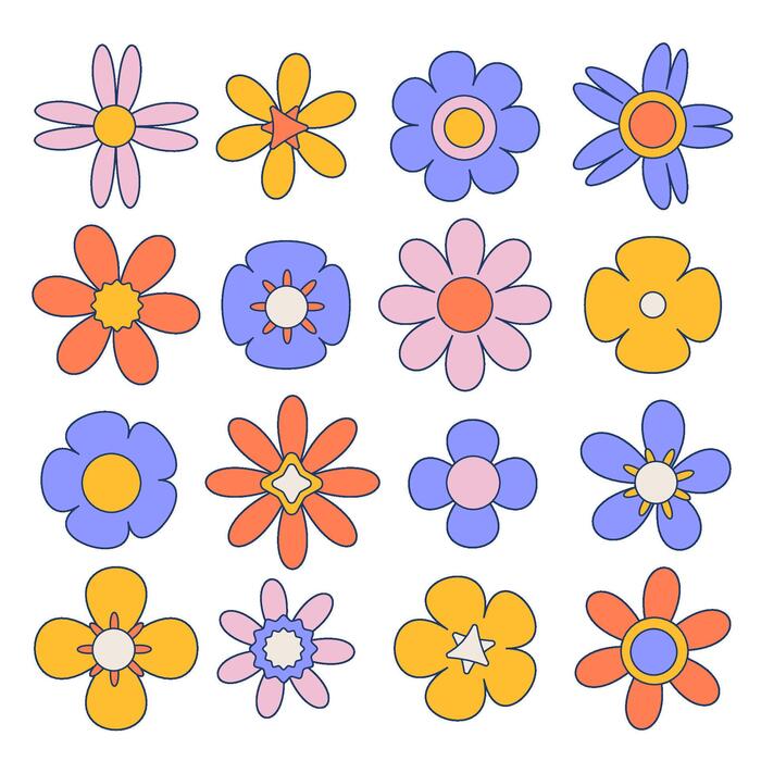 retro-groovy-geometric-flowers
