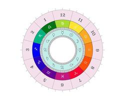 Horoscope natal chart, astrological celestial map, cosmogram, vitasphere, radix. Scheme of planetary rulership Domicile astrology, astral wheel isolated on white background vector