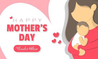 Happy Mother's Day poster with a mother hugs her baby vector