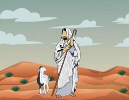 illustration of Jesus with desert scene vector