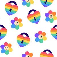 LGBT seamless pattern. Symbol of the LGBT community. LGBT pride or Rainbow elements. LGBT flag or Rainbow flag. Hand drawn illustration vector