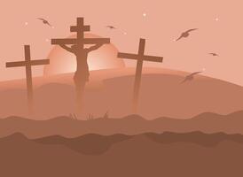 Night background of the cross of Jesus and Good Friday vector